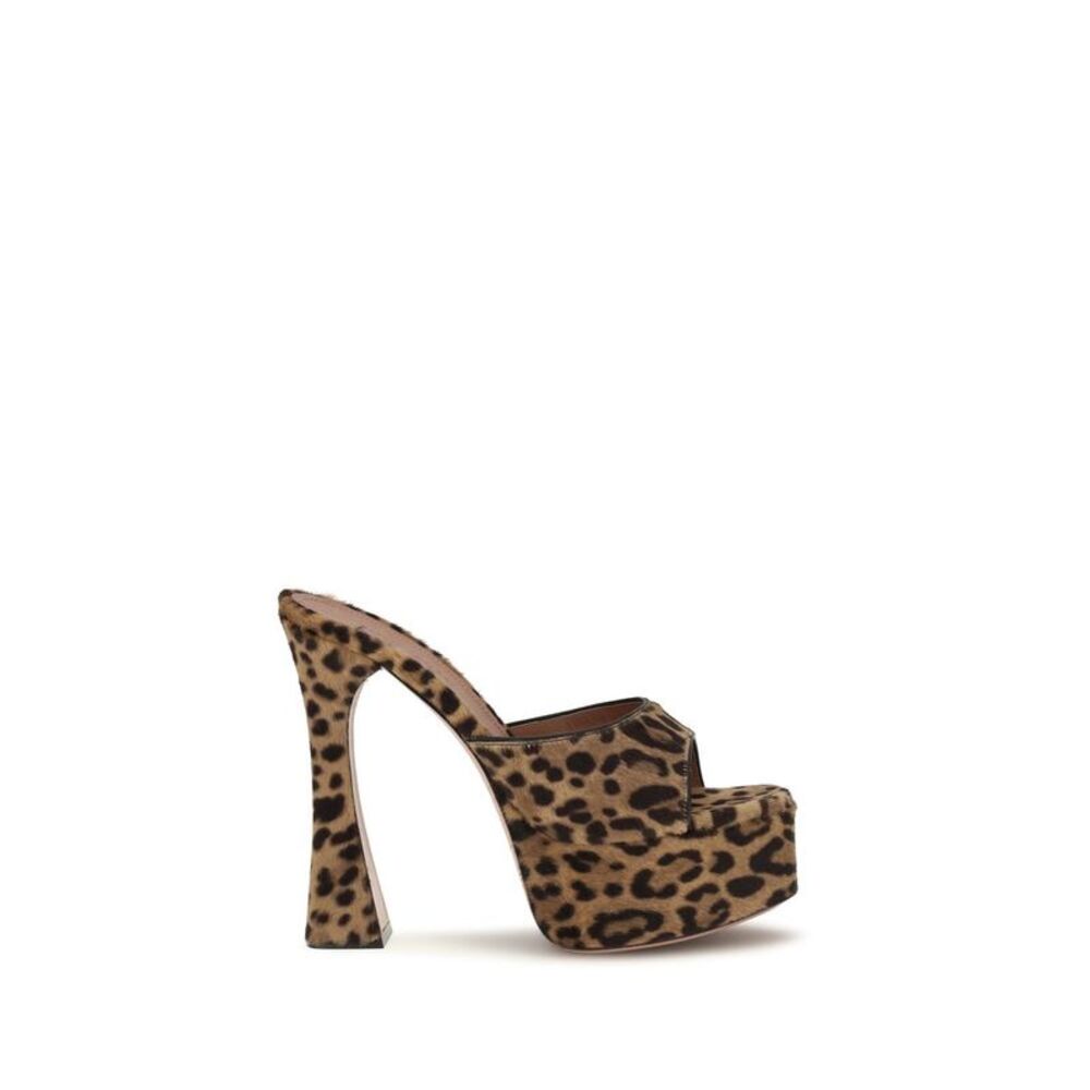 Amina Muaddi Beige Calf Leather Bos Taurus Platform Women's Sandals